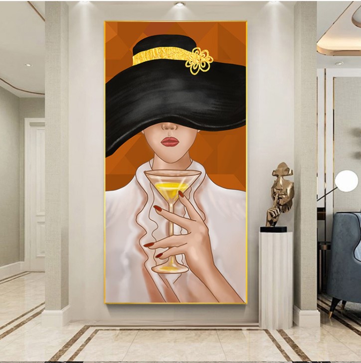 tranh trang guong co gai