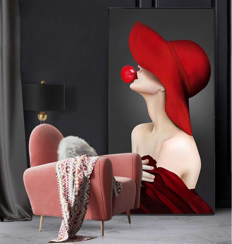 tranh trang guong co gai