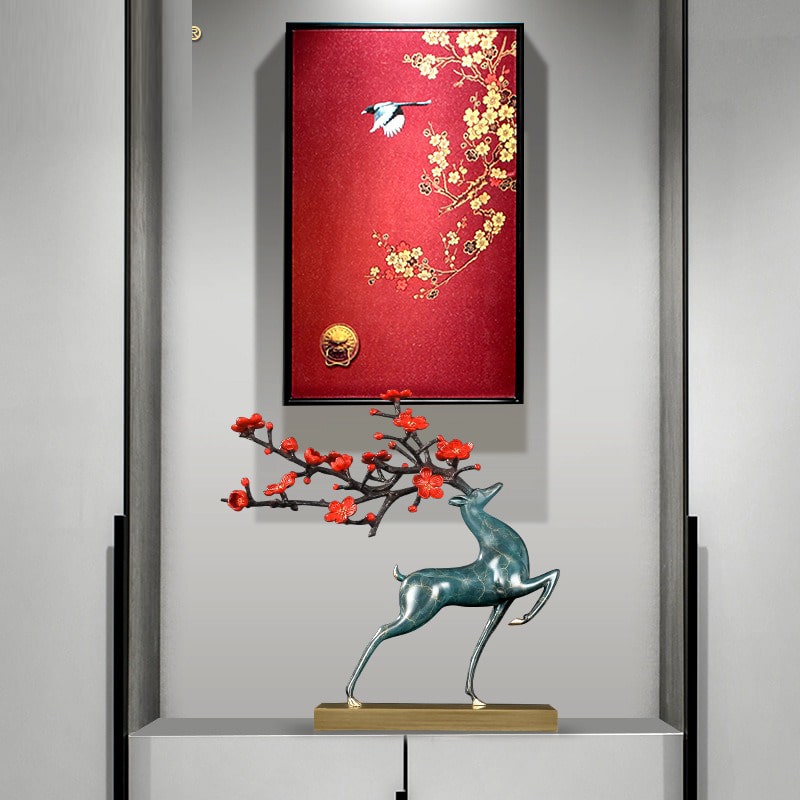 Tượng hươu đồng sừng hoa cao cấp