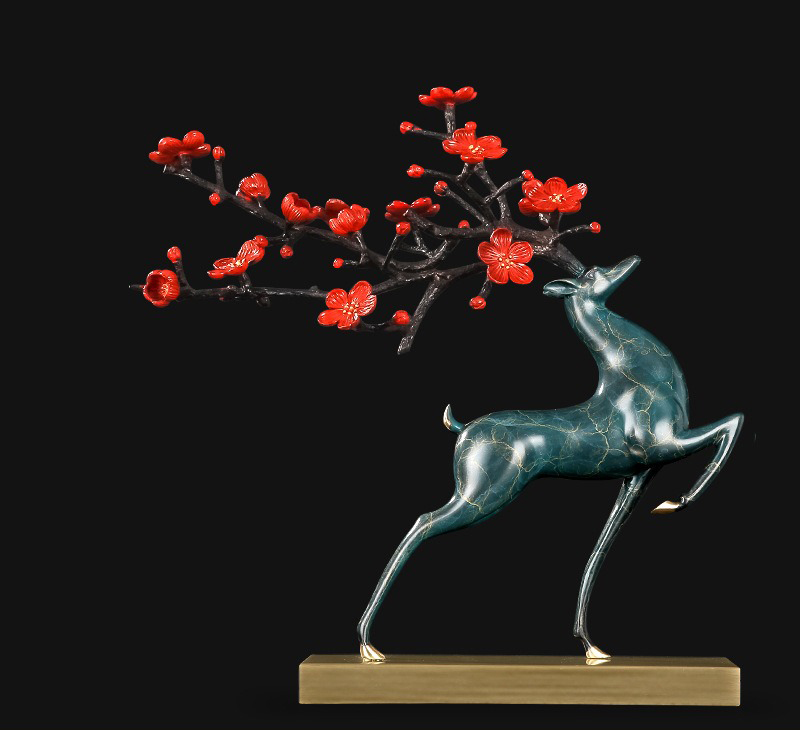 Tượng hươu đồng sừng hoa cao cấp