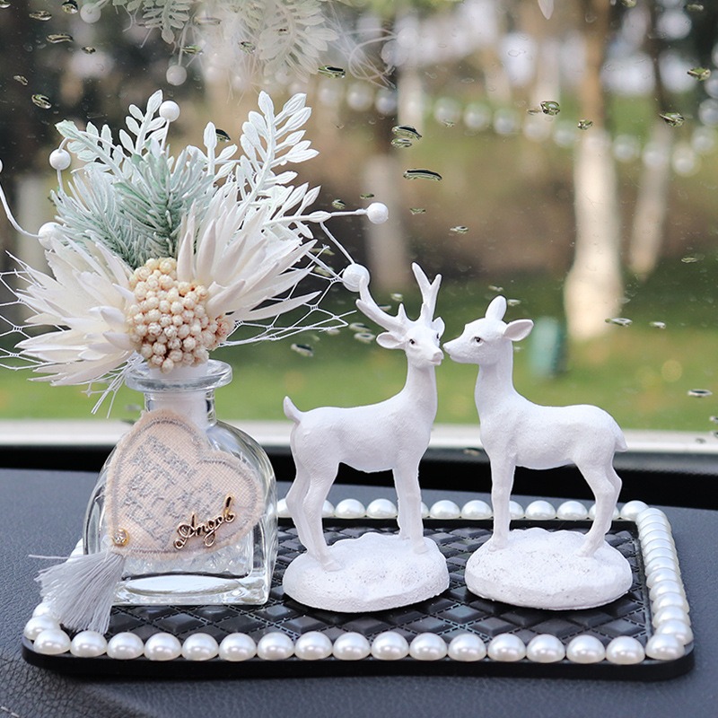 Phụ kiện trang trí oto cặp hươu trắng
