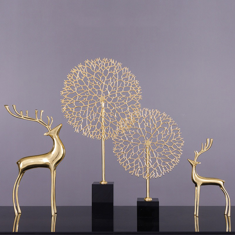 Cặp cây tài lộc bằng đồng trang trí nội thất