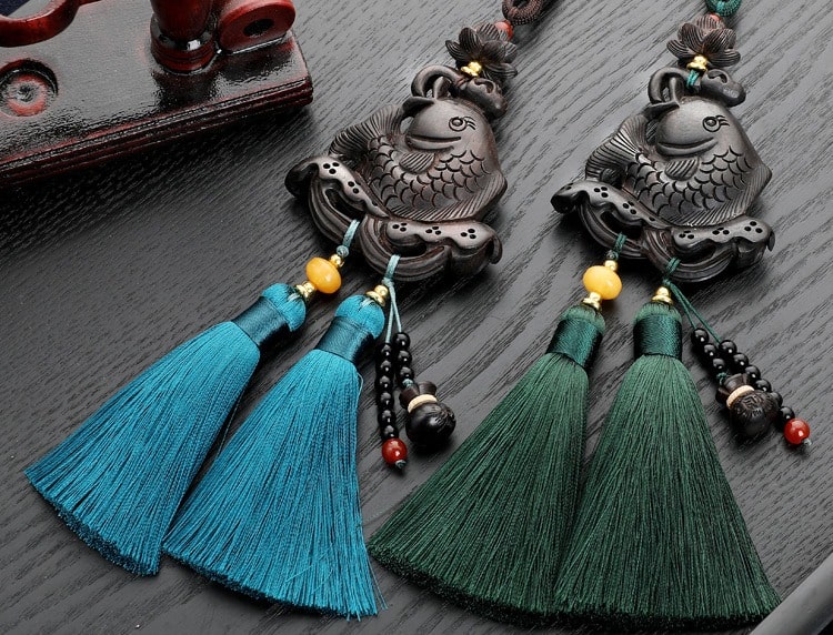 Dây treo ô tô phong thủy cá chép ngậm ngọc