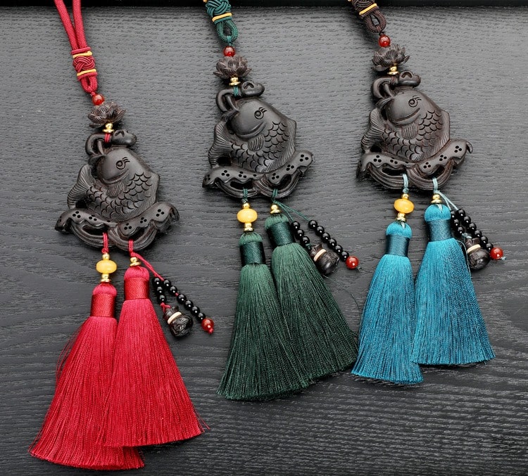 Dây treo ô tô phong thủy cá chép ngậm ngọc