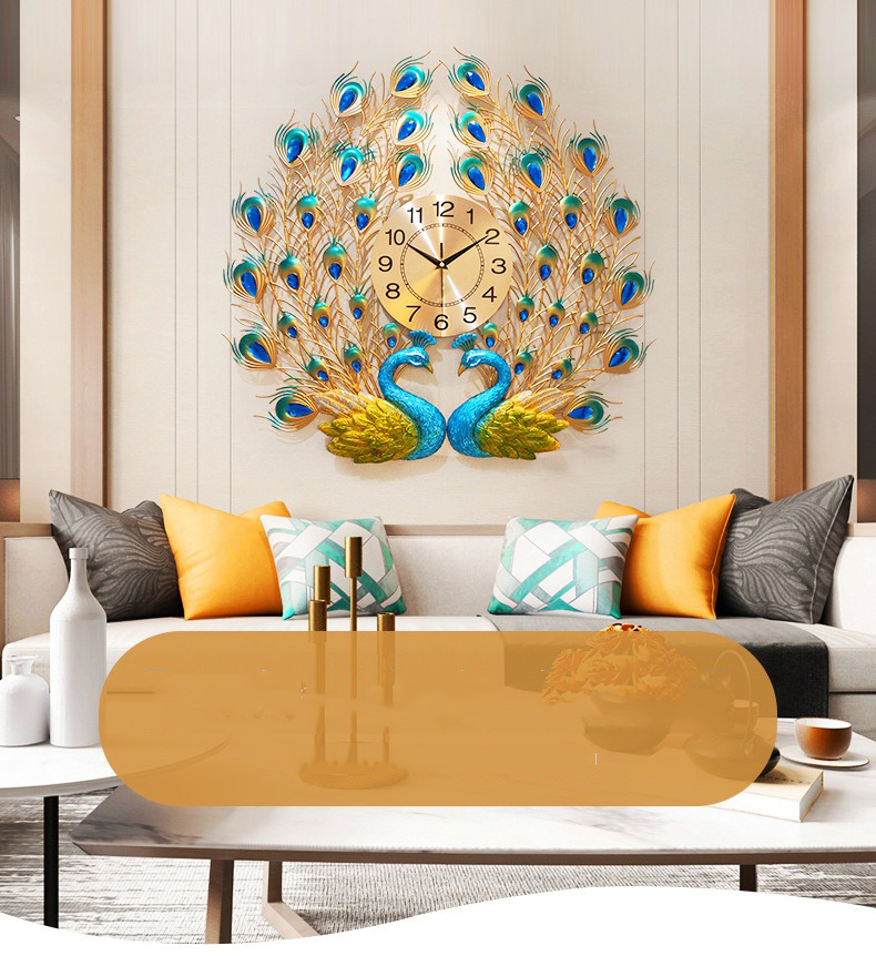 Đồng hồ đôi chim công trang trí phòng khách