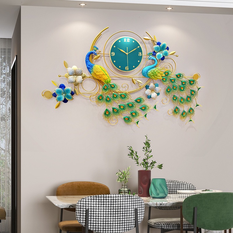 Tranh đồng hồ chim công song hỷ thích hợp làm quà tân gia, quà cưới