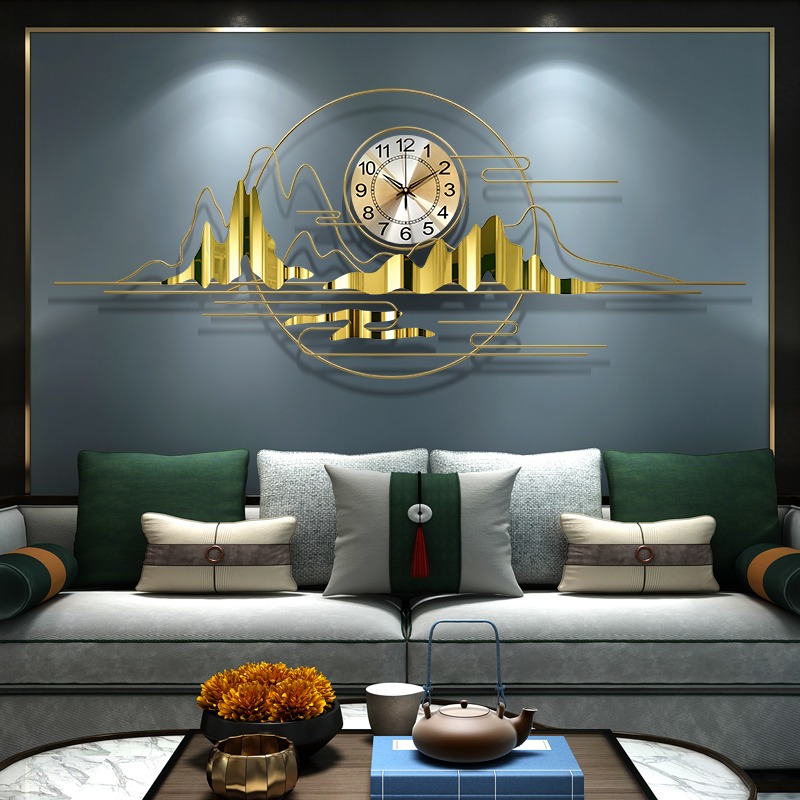 Tranh đồng hồ treo tường núi non trùng điệp