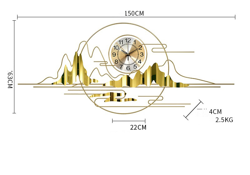 Tranh đồng hồ treo tường núi non trùng điệp