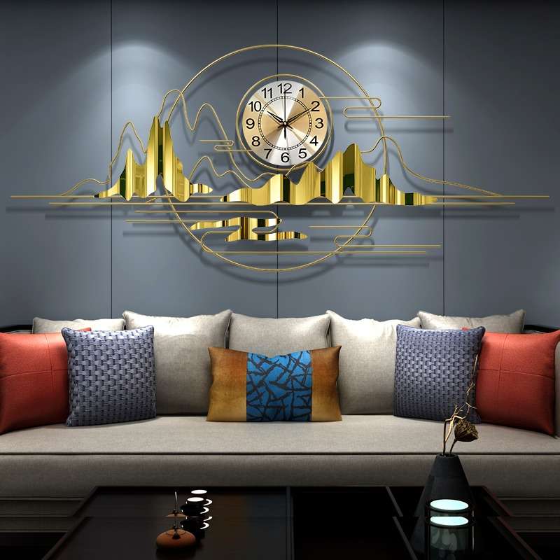 Tranh đồng hồ treo tường núi non trùng điệp