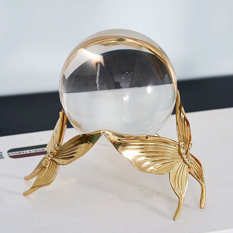 Cặp quả cầu pha lê hồ điệp để bàn sang trọng