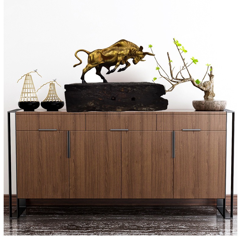 Tượng bò tót đồng đế gỗ lớn