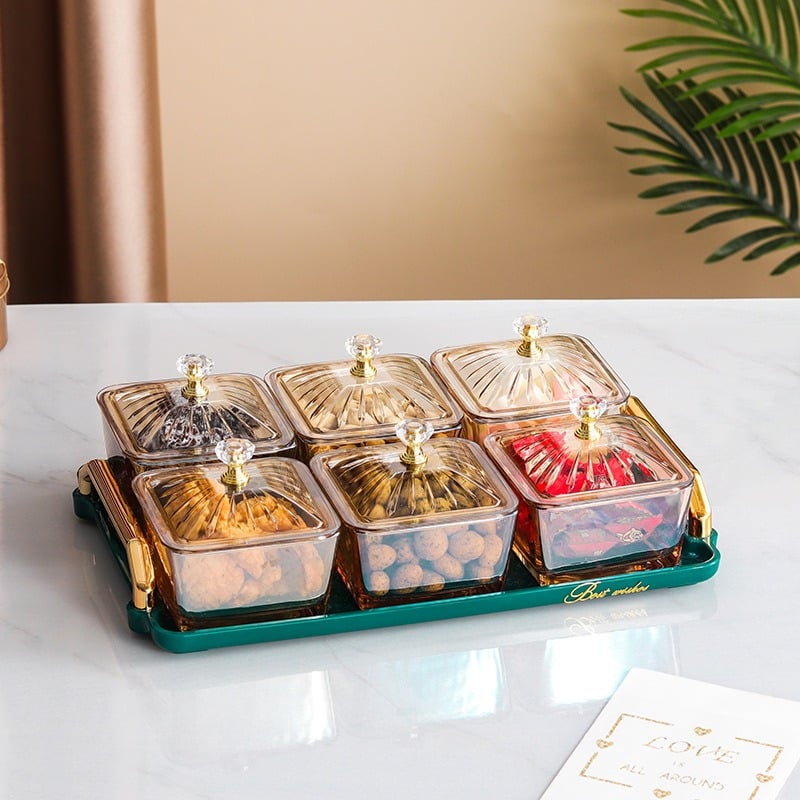 Khay mứt kính 6 hộp vuông