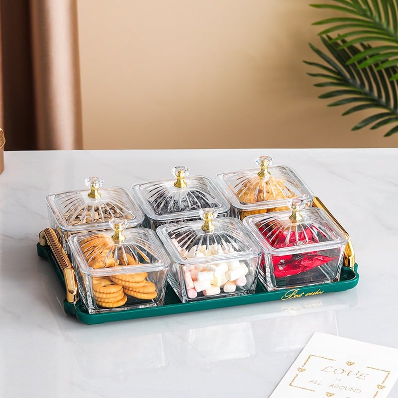 Khay mứt kính 6 hộp vuông