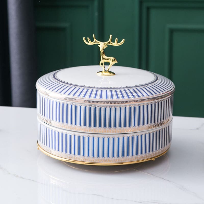 Khay mứt 2 tầng bằng gốm sứ