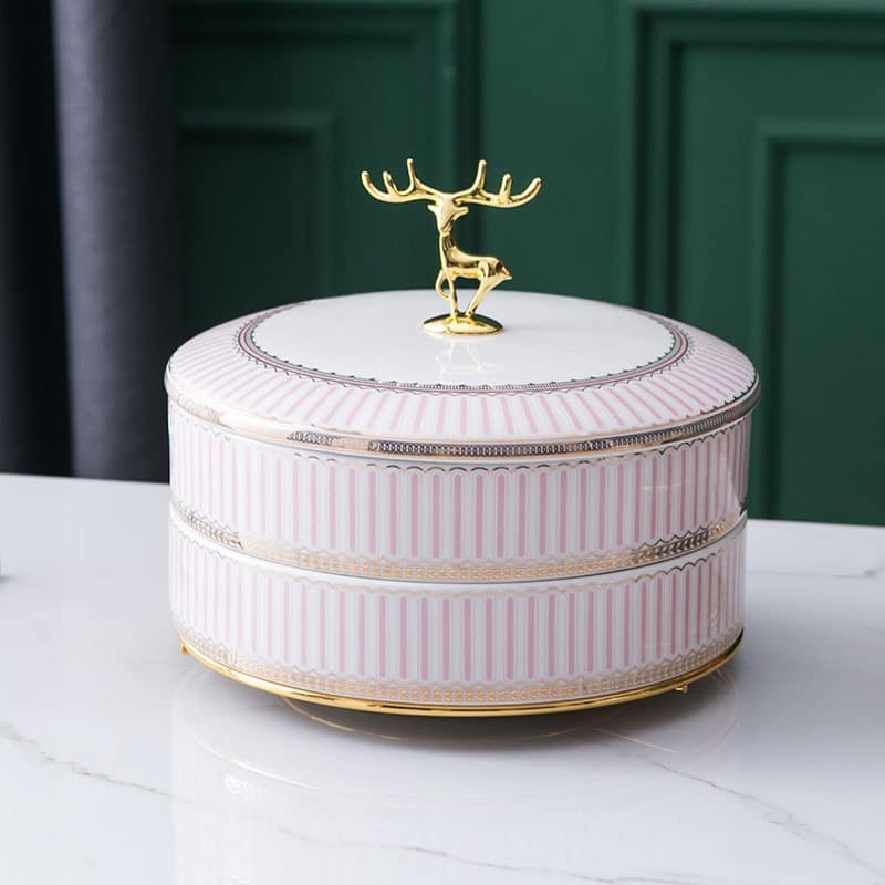 Khay mứt 2 tầng bằng gốm sứ