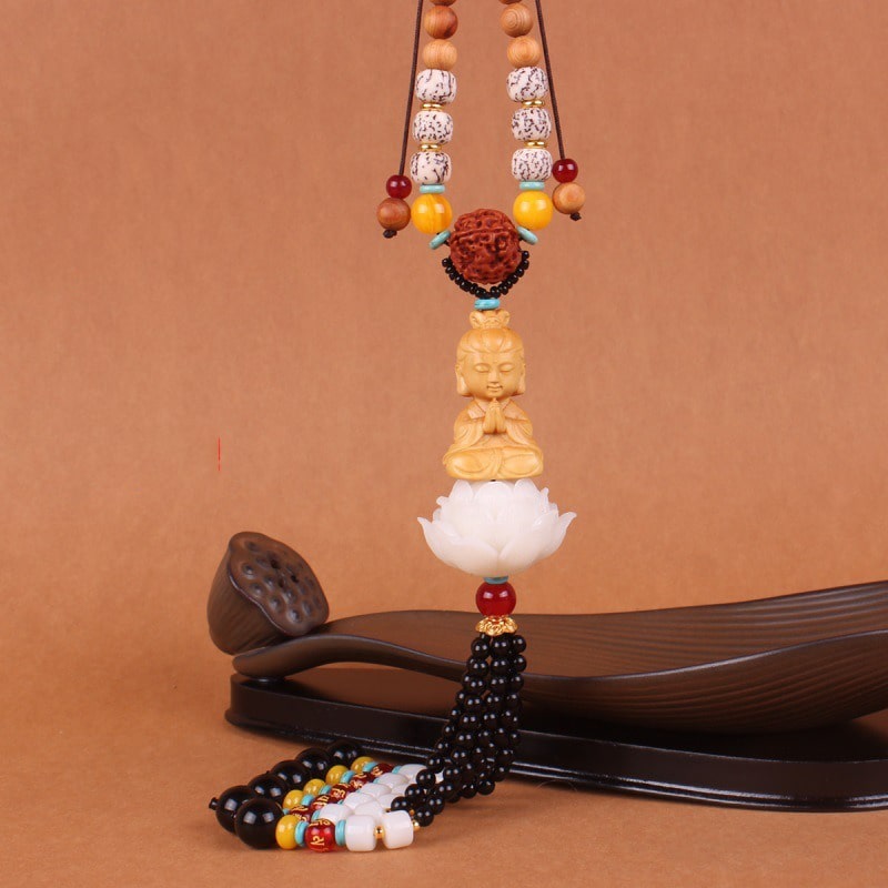 Khánh treo xe oto phật tọa đài sen trắng 