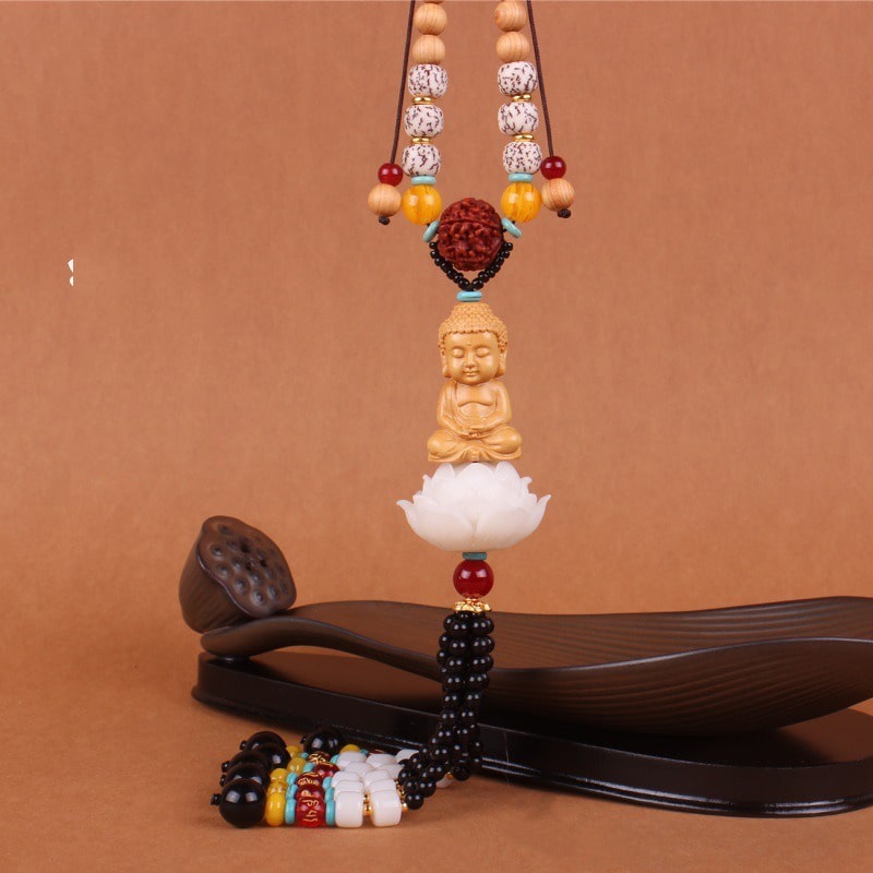 Khánh treo xe oto phật tọa đài sen trắng 