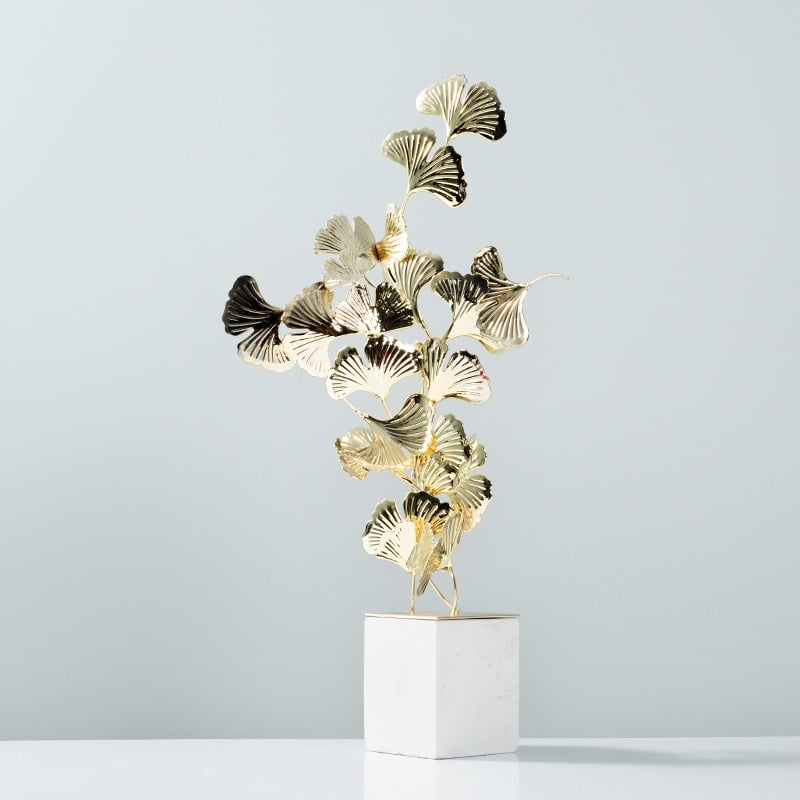 Lá bạch quả mạ vàng decor nội thất