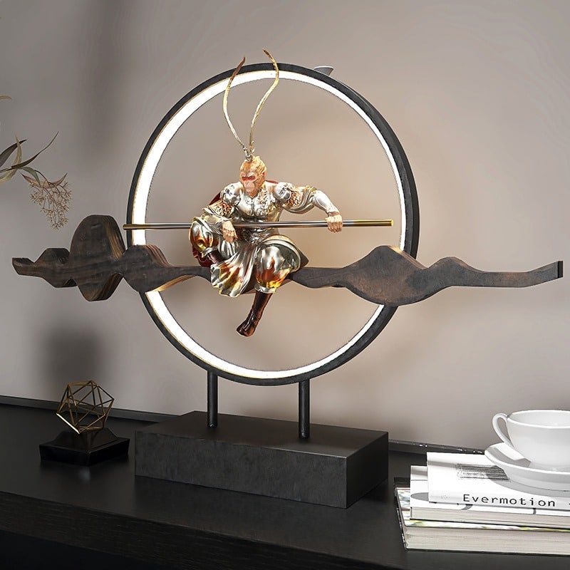 Tượng Đấu Chiến Thắng Phật để bàn kết hợp đèn Led