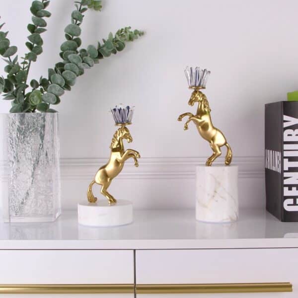 Tượng ngựa trang trí bằng đồng gắn pha lê