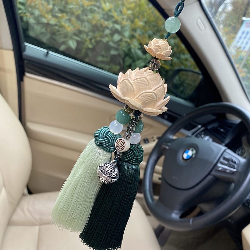 Khánh trang trí oto hoa sen điêu khắc thủ công