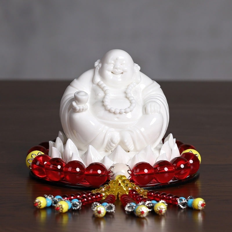 Tượng Di Lặc tọa đài sen để oto đẹp