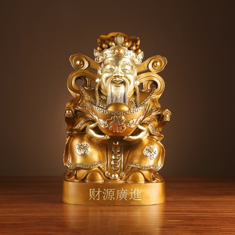 Tượng thần tài bằng đồng ôm tiền vàng