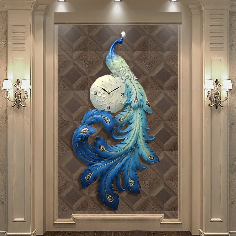 Đồng hồ con công treo tường đẹp mắt