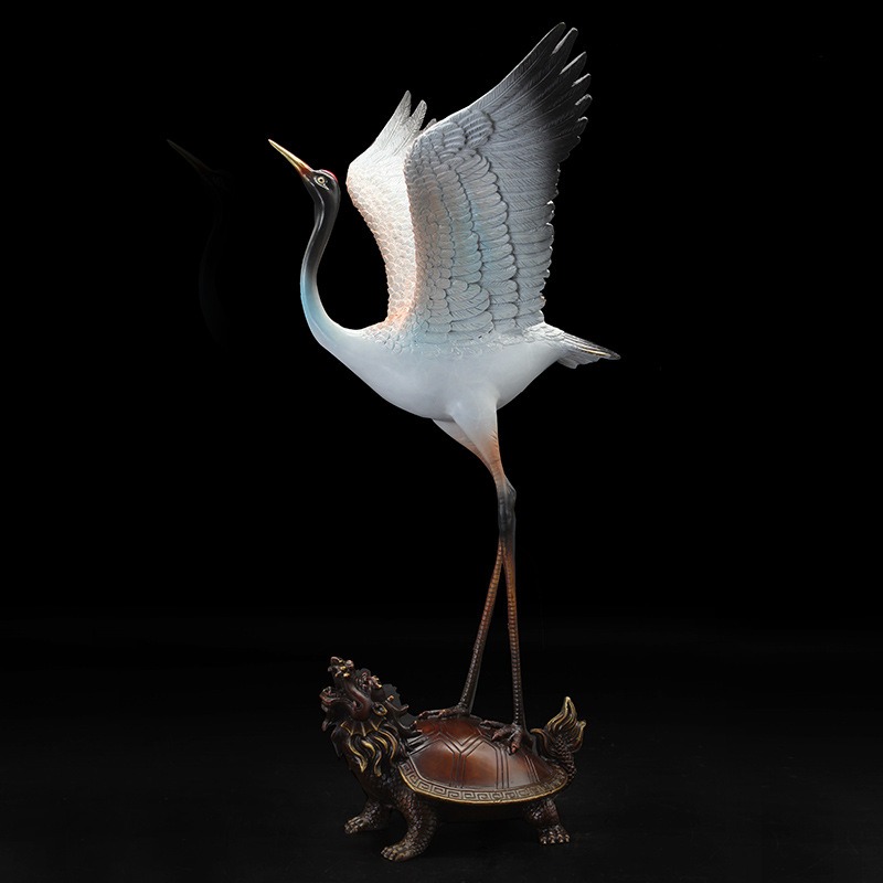 hac cuoi long quy 2 Hạc cưỡi long quy bằng đồng