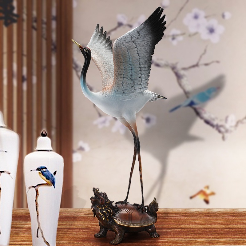 hac cuoi long quy Hạc cưỡi long quy bằng đồng