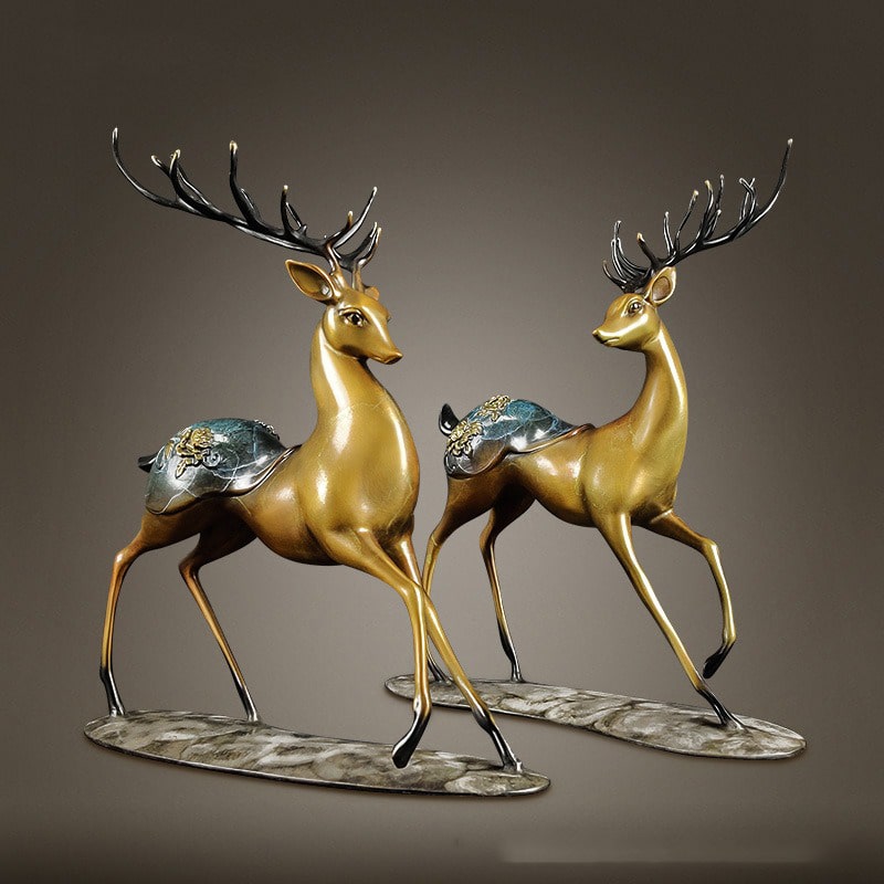 Cặp hươu đồng để bàn nghệ thuật