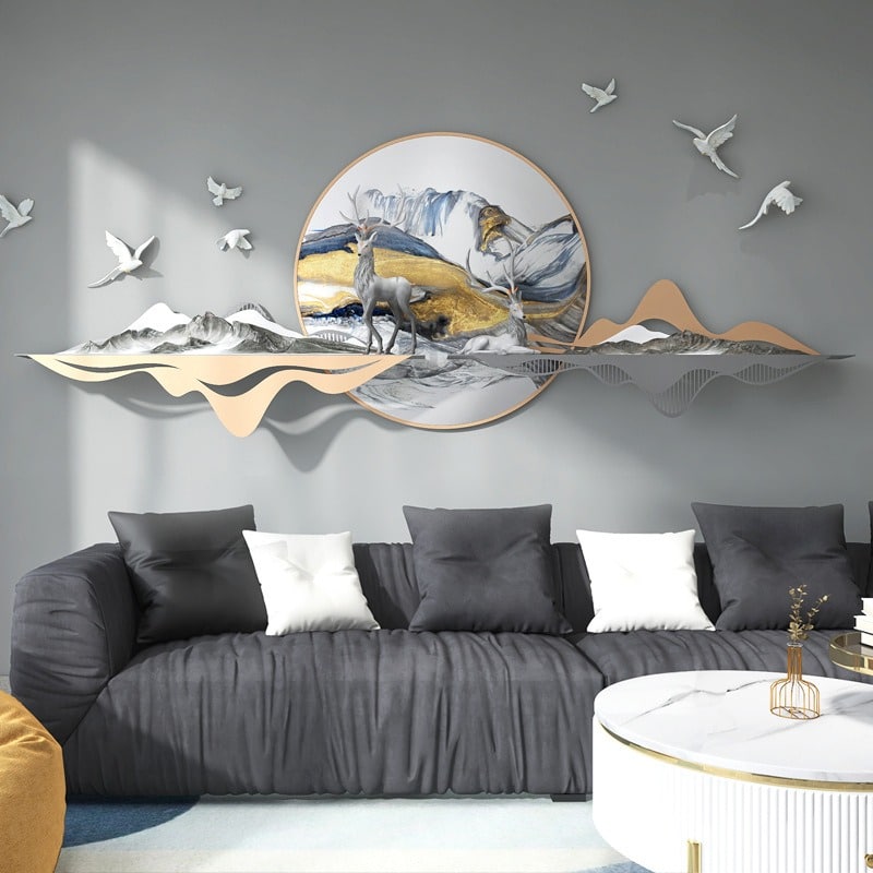 Phù điêu treo tường hươu trên núi mang ý nghĩa phong thủy