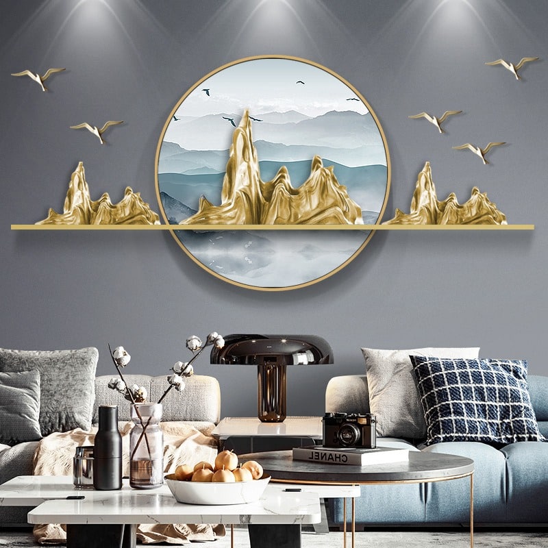 Phù điêu treo tường núi non hùng vỹ chạm nổi 3D