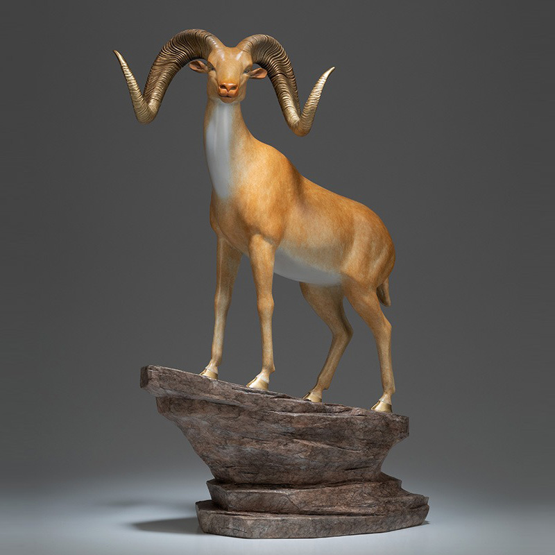 tuong con de phong thuy Tượng dê núi bằng đồng nguyên chất