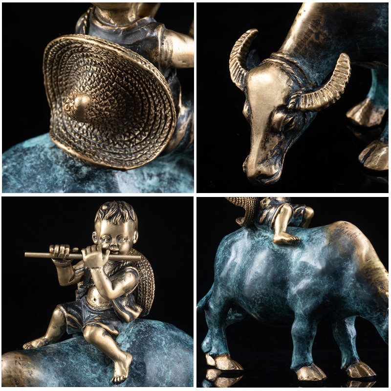 tuong-dong-muc-dong-cuoi-trau 4 Tượng đồng mục đồng thổi sáo cưỡi trâu