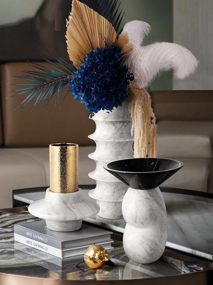 Bình hoa bằng đá cẩm thạch tự nhiên Bình hoa bằng đá cẩm thạch tự nhiên