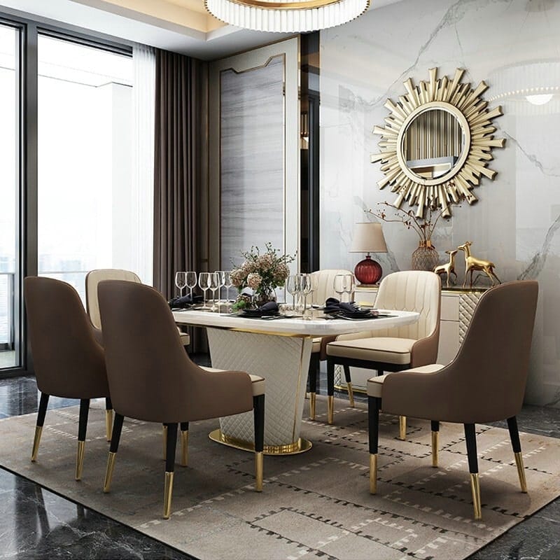 Bộ bàn ăn bằng da cao cấp sang trọng