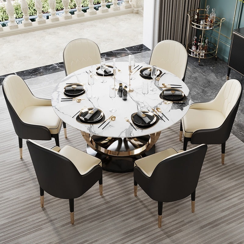 Bộ bàn ăn tròn cao cấp trang trí phòng khách