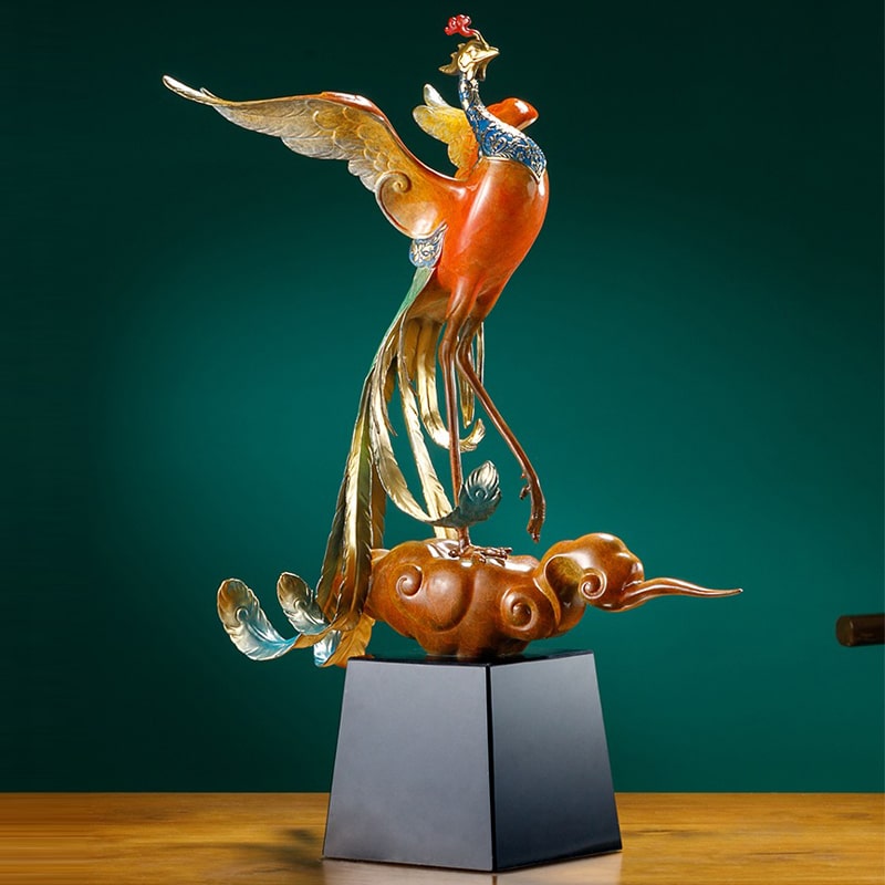 Tượng Phượng Hoàng bằng đồng kiêu sa