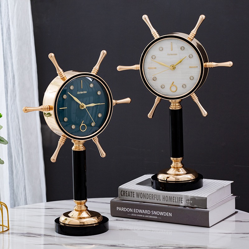 Đồng hồ để bàn hình bánh lái tàu Đồng hồ để bàn hình bánh lái tàu