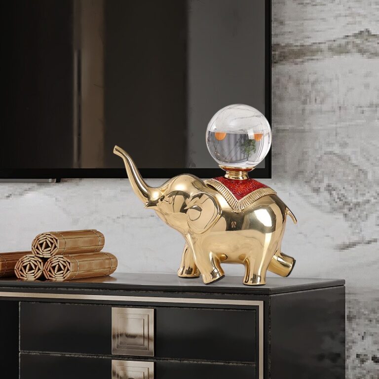 tuong-voi-trang-tri-2 Tượng voi cõng quả cầu pha lê chất liệu cao cấp