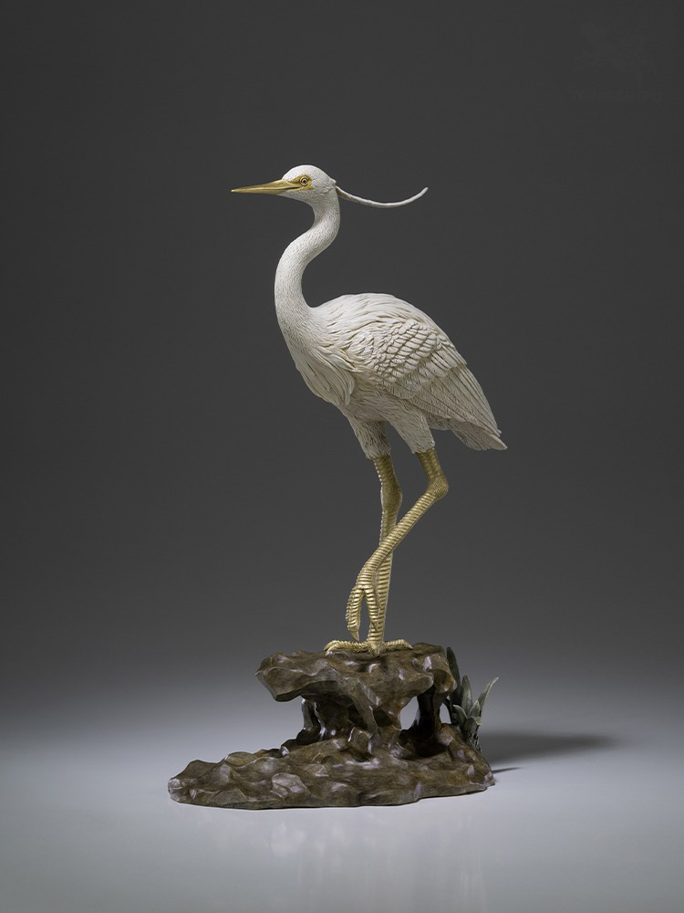 Tuong-co-3 Tượng con cò trắng bằng đồng