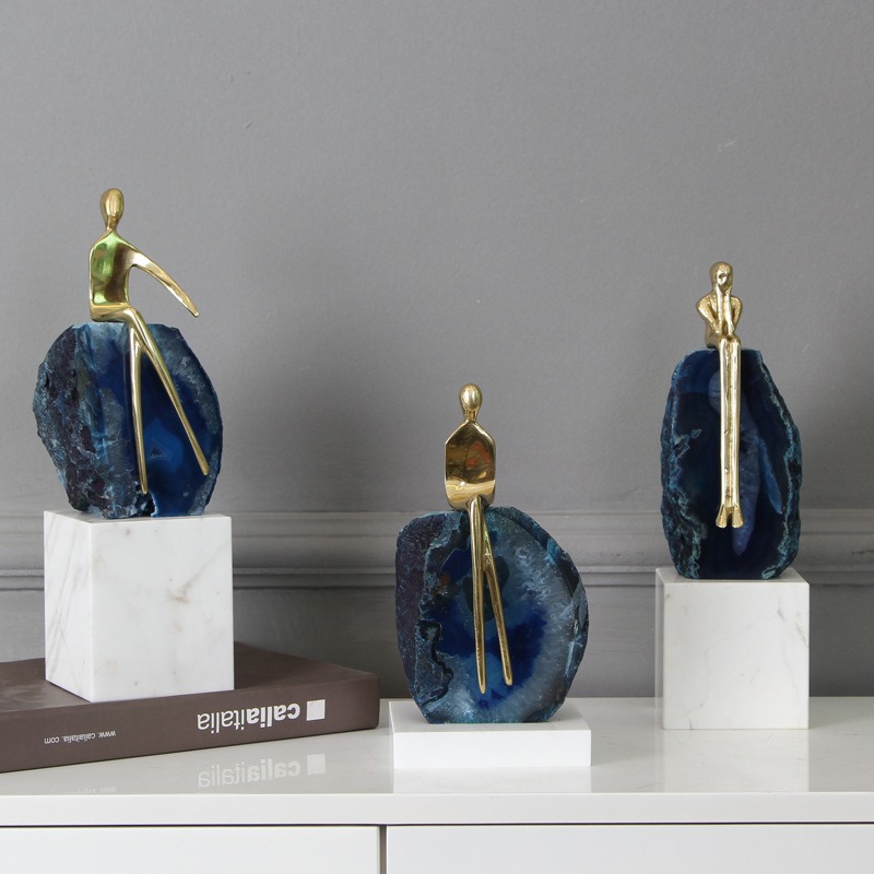 da ma nao xanh duong 1 Bộ 3 đá trừu tượng trang trí kệ tivi CD70