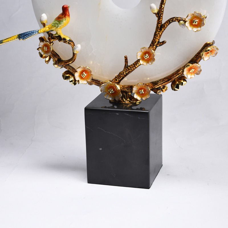 do trang tri phong khach chim khuyen Chim khuyên đậu cành mai đồng điếu ngọc sang trọng CD187