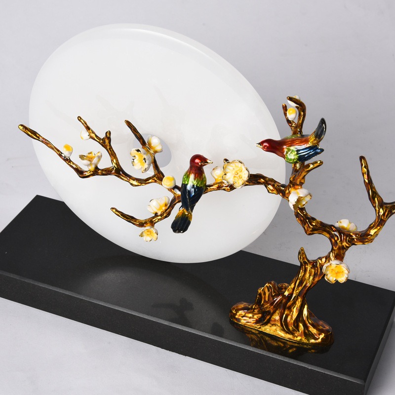 doi chim uyen uong dep Đôi chim uyên ương đồng điếu ngọc trang trí phòng khách CD194