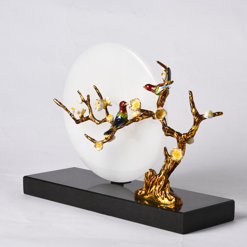 mo hinh doi chim uyen uong Đôi chim uyên ương đồng điếu ngọc trang trí phòng khách CD194