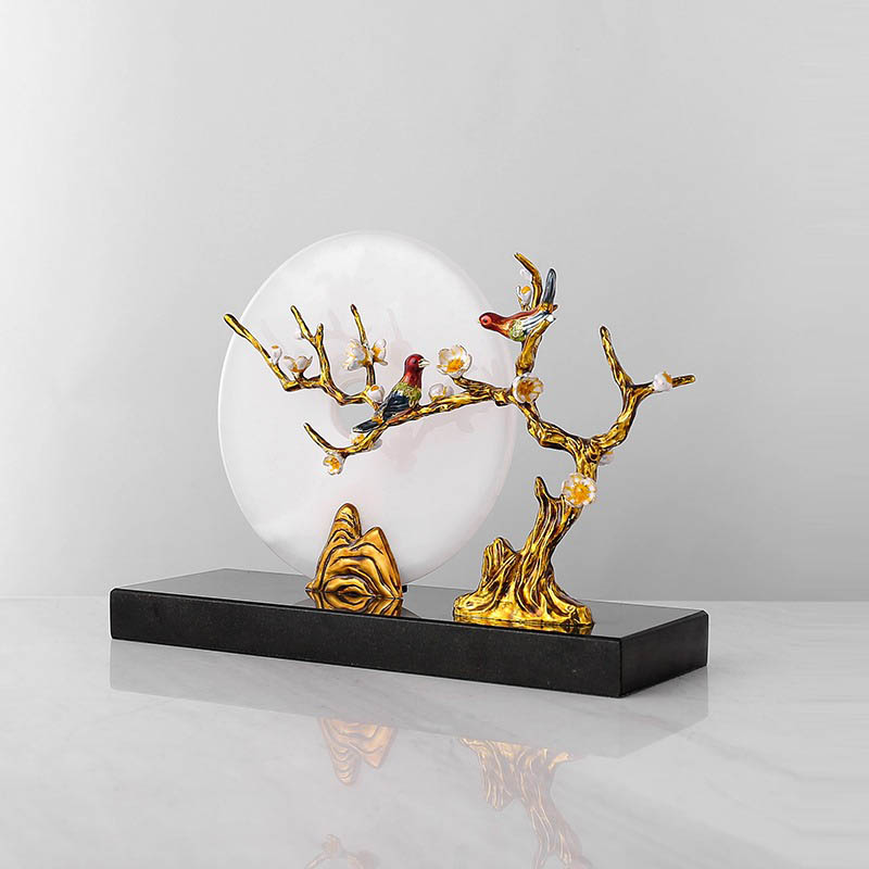 mo hinh dong dieu chim uyen uong 3 Đôi chim uyên ương đồng điếu ngọc trang trí phòng khách CD194Đôi chim uyên ương đồng điếu ngọc trang trí phòng khách CD194