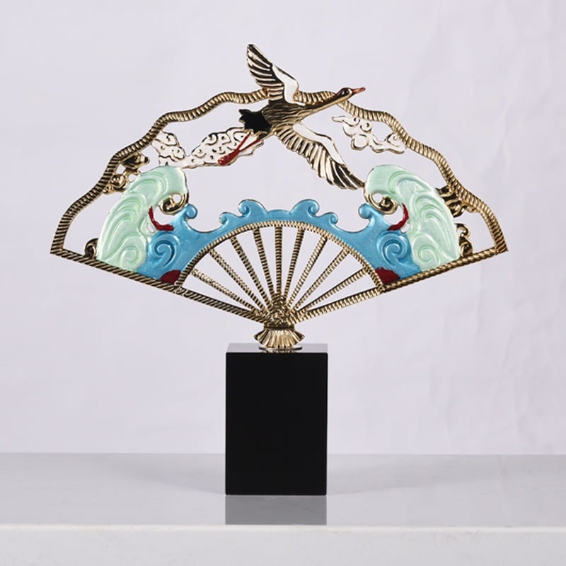 mo hinh quat chim hac Quạt họa tiết chim hạc đẹp mắt CD190