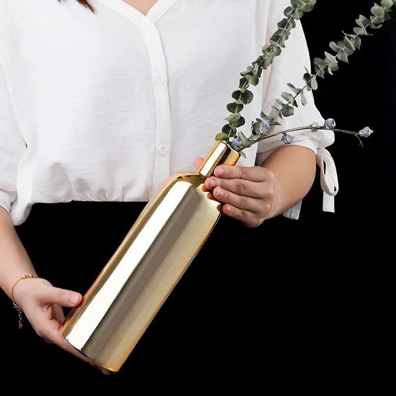 bo-lo-hoa-gom-ma-vang-3 Bộ Lọ Hoa Gốm Mạ Vàng Kiểu Dáng Hiện Đại