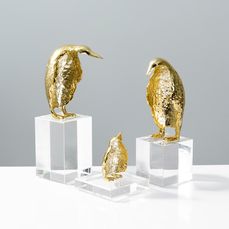 Bộ Tượng Chim Cánh Cụt Vàng Trang Trí Độc Đáo